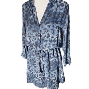 BABATON Silk Tie Waist Long Sleeve Mini Dress Size Medium